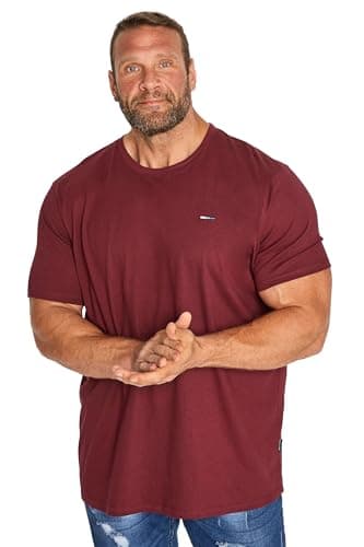 Image of BadRhino Big & Tall Core Essential Everyday Tee Crew Neck Short Sleeve T-Shirt Top - Men's Longer Length 100% Cotton - M to 8XL Wine L