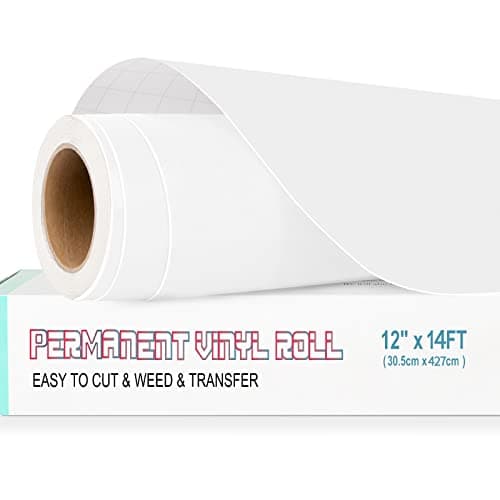 Image of Lya Vinyl Matte White Permanent Vinyl Roll, 12" x 14FT, Compatible with Cricut, Silhouette Cameo, Indoor/Outdoor Use