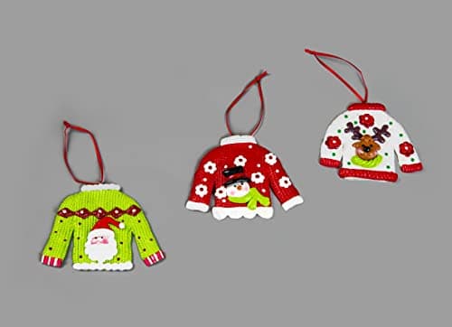 Image of Christmas Tree Hanging Jumpers Decorated with Santa Snowman Reindeer Xmas Tree Wall Home Décor Ornaments 3pcs Set