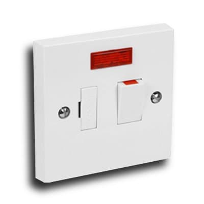 Image of 13 Amp Switched Fused Spur Switch with Neon - White Plastic