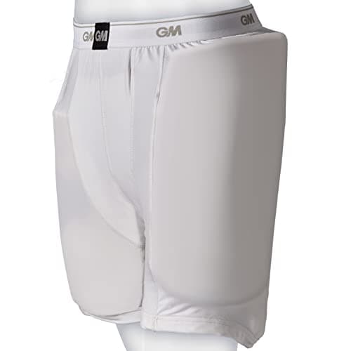 Image of Gunn & Moore GM | Cricket Protective Shorts | 909 | Special Blend Stretch Cotton with Elastic Waist for Comfort Fit | Integral Pouch for Box Abdo Guard | White | Large Boys for Waist 29-30"