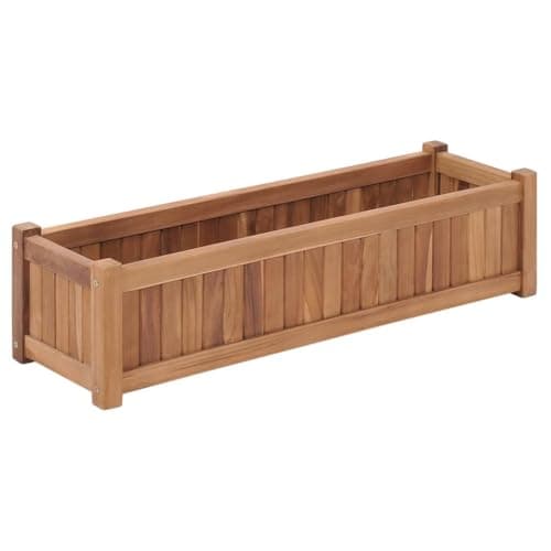 Image of vidaXL Solid Teak Wood Raised Bed Durable Stylish Stable Sturdy Living Room Balcony Patio Outdoor Garden Flower Boxes Pots 100x30x25cm
