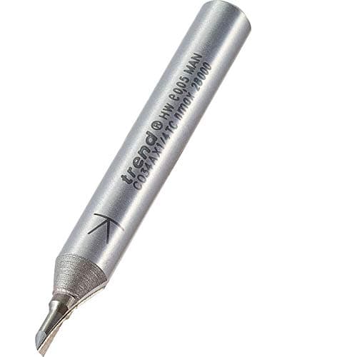 Image of Trend CraftPro One Flute Straight Router Cutter, 1/4 Inch Shank, 2mm Cut Diameter & 5mm Cut Length, Tungsten Carbide Tipped, C034AX1/4TC