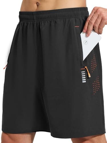 Image of Gaiatiger Men’s Running Gym Shorts Sports Athletic Workout Training Shorts Mens Quick Dry Breathable Summer Lightweight with Zip Pockets(D3030-Black-2XL)