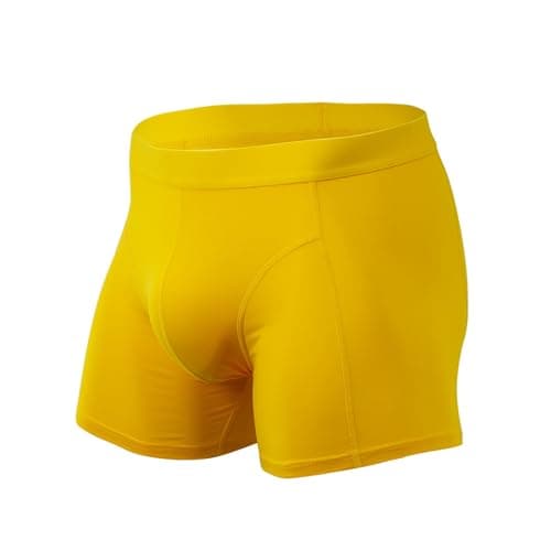 Image of Men's Underwear Soft Boxer Shorts Breathable Bamboo Boxer Briefs Short Leg Trunks Sports Underpants Stretch Fit Breathable Underwear Briefs Gents Microfibre Underpants Fashion Band Underwear Yellow