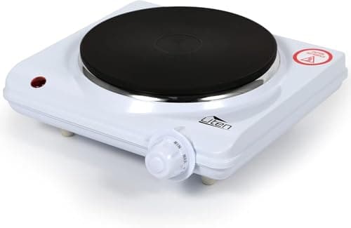Image of Hot Plates, Uten Electric Single Hotplate, 5 Power Levels Mobile Hotplate, Continuously Adjustable Thermostats, Overheating Protection, Cast Iron, 1250-1500W White