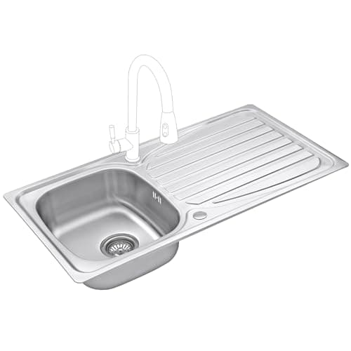 Image of JASSFERRY Basic Single 1.0 Bowl Stainless Steel Kitchen Sink Reversible Drainer with Waste & Pipes