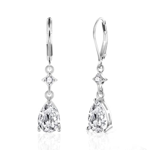 Image of ALEXCRAFT Drop Earrings For Women Dangly Leverback Earrings For Women Silver Womens Earring Silver 925 Zircon Stones Zircon Stones