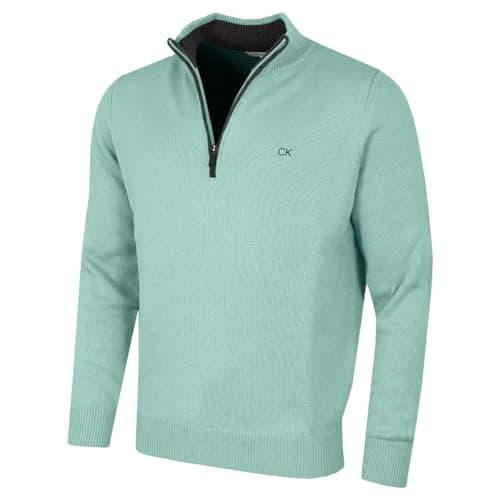 Image of Calvin Klein Mens 1/2 Zip CK Golf Sweater - Sage - L