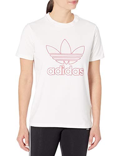 Image of adidas Originals womens Outline Trefoil Tee White/Power Pink X-Small
