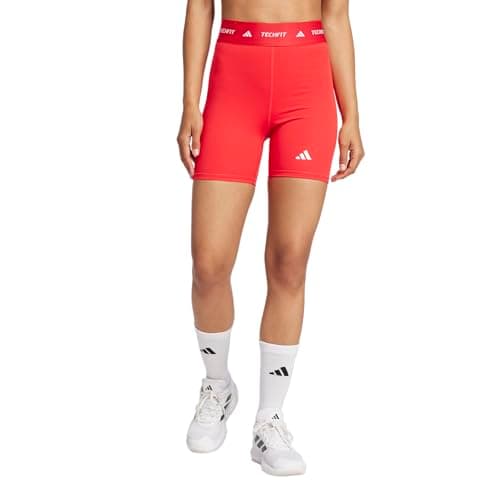 Image of adidas Women's Techfit Training Short Leggings, Pure Ruby, XL / 5L