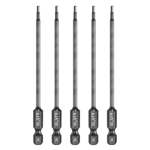 Image of sourcing map 5pcs Hex Head Wrench Drill Bit 2mm(H2) Metric 1/4" Hex Shank 4"(100mm) Length S3 Steel Magnetic Impact Drivers Screwdriver Bit Industrial Grade Hexagon Electric Drill Bits