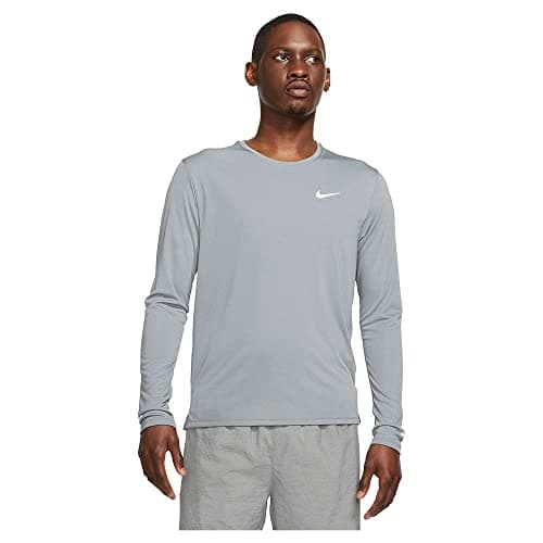 Image of Nike DD4576 M NK DF UV Miler TOP LS Sweatshirt Mens Smoke Grey/Reflective silv M