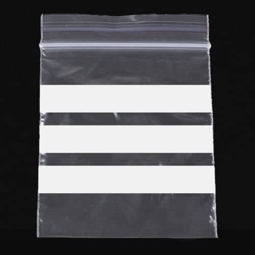 Image of 100 3" x 7.5" GRIPWELL® Grip Seal Bags Write on Panel | Reusable Clear Plastic Bags With White Strips | Strong Resealable Zip Lock | Polythene Packaging for Food Jewellery Storage 7.5cm x 18.7cm