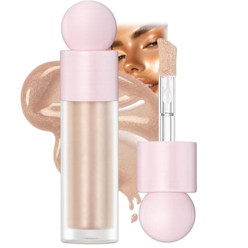 Image of Champagne Glow Liquid Highlighter for Face &, Waterproof & Long-Lasting-Hydrating Luminizer, Natural Radiant Shimmer for Contours, Cheekbones & Eyes, Lightweight Blendable Formula