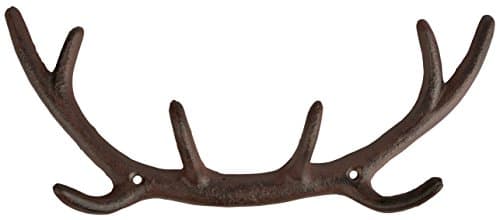 Image of Esschert Design Rustic Cast Iron Antler Hooks DB76, Brown, 4.5"H