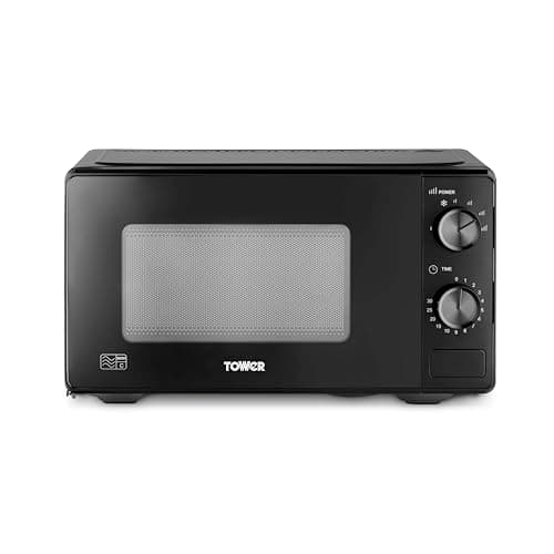 Image of Tower Manual 20 Litre 800W Microwave with Dial Controls, 5 Power Levels, Defrost Function, 30 Minute Timer, Black, T24044BLK