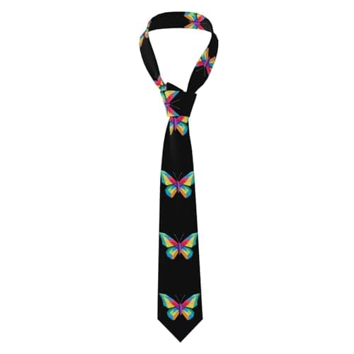 Image of Men's Necktie YYHWHJDE Colorful origami butterfly Pattern 57X3.1 inch Easy Care Polyester Tie for Suits, Weddings, Parties & Gifts