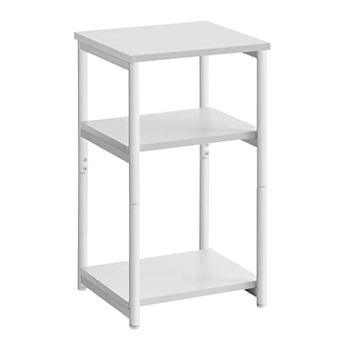 Image of VASAGLE Sofa Side Table, 3-Tier End Table, Bedside Table with Steel Frame, for Living Room, Bedroom, Home Office, Industrial Style, Classic White LET273W14