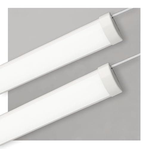 Image of Sundertech 4FT LED Batten Light [Pack of 2], 32W 3550LM Energy Saving 6500K Daylight, Low Profile Surface Mount Light, for Garage, Workshop, Cellar, Basement