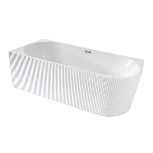 Image of Milano Florence White 1700mm x 800mm Left Hand Fluted Corner Bath Chrome Overflow