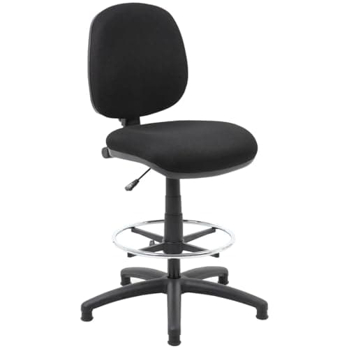 Image of Office Furniture Online Comfort Draughtsman Chair - Ergonomic Fabric Office Chair - Foot Ring, Height Adjustable - Black