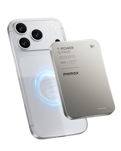 Image of MOMAX Qi2 Certified Magsafe Wireless Power Bank 5000mAh, 15W Fast Charging Portable Charger with Low-Temp Tech & N52 Magnet, Slim 118g for iPhone Magsafe Powerbank/Android, Travel Business Use, Titan