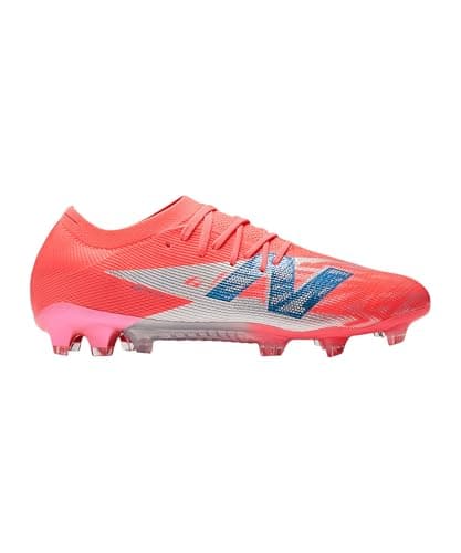 Image of New Balance Men's Furon Elite FG V8 Soccer Shoe, Energy Red With Nb Navy and Light Cyclone, 12 Women/10.5 Men
