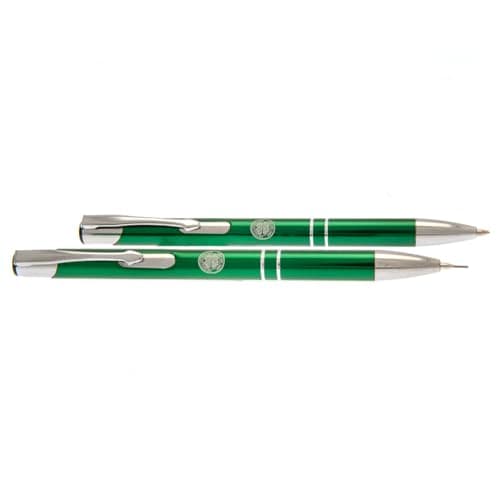 Image of Celtic FC Executive Crest Pen & Pencil Set (One Size) (Green/Silver)