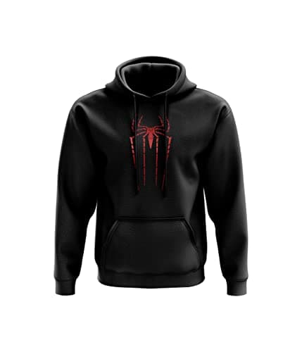 Image of Spider Web Hoodie- Superheroes Christmas Birthday Presents Films Fun Gifts 80% Ringspun Cotton 20% Polyester Kangaroo Pouch Pocket Twin-Needle Stitching (Black Prime, Small)