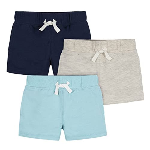 Image of Gerber 3Pk Knit Short Navy/Light Grey/Light Blue 0-3M