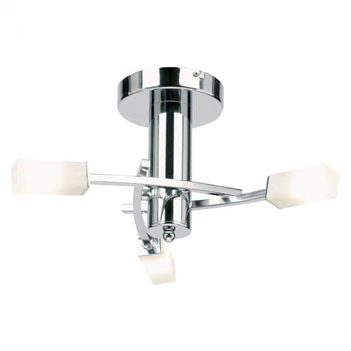 Image of Endon Havana Chrome & Frosted Glass G9 Semi Flush Dimmable 3 Lamp Ceiling Light
