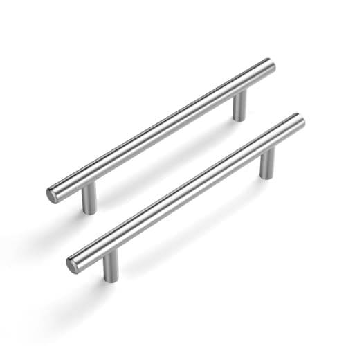 Image of LONTAN 4 Kitchen Cupboard Handles 128mm T-Shaped Cupboard Door Handles for Drawer and Cabinet Stainless Steel Pulls Suitable for Bedroom, Living Room, Bathroom