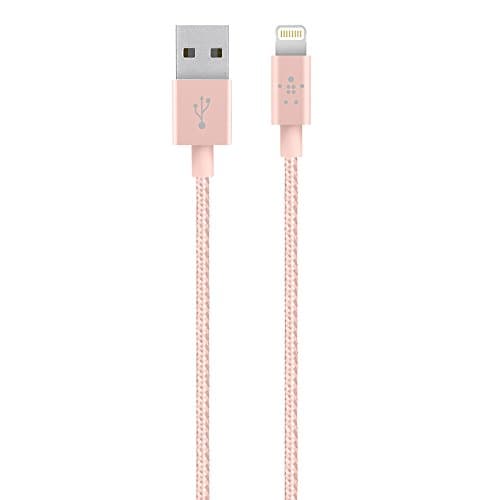 Image of Belkin 4 ft/1.2 m Metallic Lightning to USB Cable - MFi-Certified iPhone Charging Cable for iPhone 11, 11 Pro, 11 Pro Max, XS, XS Max, XR, X, 8/8 Plus and More, Pink