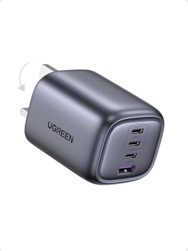 Image of UGREEN USB C Plug 65W USB C Charger Fast Charging Plug Nexode 3C1A Foldable GaN Travel Charger, Compatible with iPhone 17 Pro/Air/17/16/15, MacBook Pro/Air, iPad, Galaxy S24/S23, Pixel 9/8, Laptop,etc