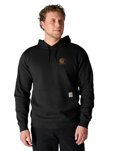 Image of Carhartt mens Force Relaxed Fit Lightweight Logo Graphic Sweatshirt, Black, S