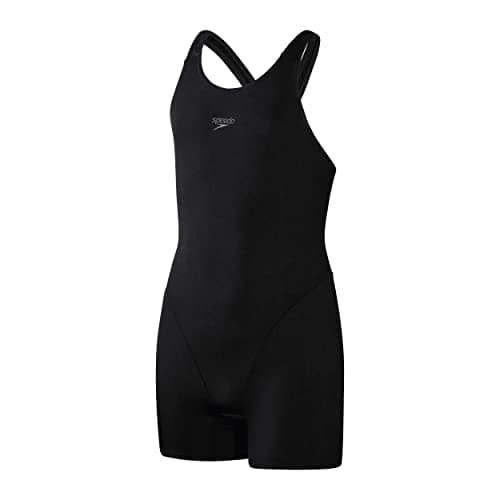 Image of Speedo Girls Endurance+ Legsuit Swimsuit | Chlorine Resistance | Recycled Fabric | Comfort Fit | Swimming Lessons | Swim Holiday Swimwear, Black, 11-12