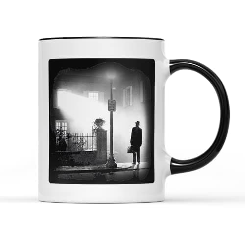 Image of SmartyPants The Exorcist Poster Mug Tea Coffee Cup - Classic Horror Thriller Scary Supernatural Ouija Board Demonic Halloween Spirit Film Movie Cinema Gift Present (Black Handle Prime)
