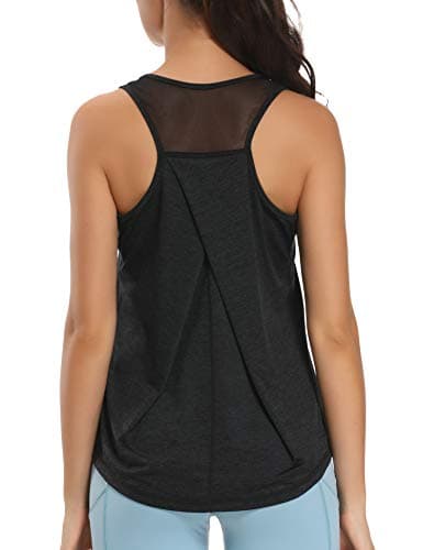 Image of Dawnrole Workout Tank Tops Women Gym Sport Sleeveless Running Tops Yoga Shirts Dark Grey