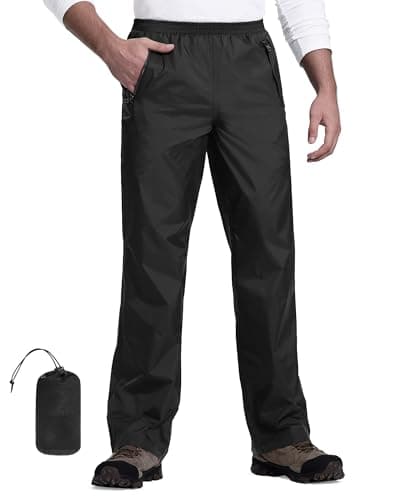 Image of 33,000ft Men's Waterproof Trousers Packable Rain Overtrousers Outdoor Lightweight Windproof Pants for Rainwear Walking Hiking Cycling Black XL-30L