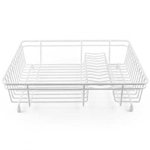 Image of Besto Dish Drainer Rack for Kitchen Sink | Plastic Coated Steel Wire Dishes Drying Rack and Organiser | Compact Plate Drainer for Maximizing Countertop Space (Large)