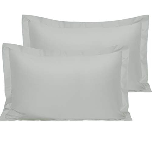 Image of NTBAY 2 Pack 500 Thread Count 100% Egyptian Cotton Oxford Pillowcases, Super Soft and Breathable Euro Standard Pillow Cases | Hotel Quality Pillow Shams, 50x75 cm, Light Grey