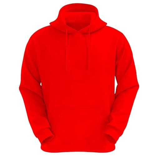 Image of VR2 Denim Mens Red Hoodies Hooded Top Pullover Long Sleeve Sweatshirts Regular and Oversized Pullover for Men, Size- 2XL