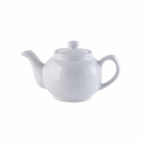 Image of 2-Cup Teapot – Small Ceramic/Glass Tea Pot for Loose Leaf, Herbal, Green, and Black Tea, Heat-Resistant and Compact for Home, Office, and Travel (White)