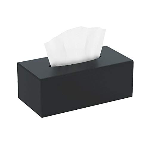 Image of HIIMIEI Acrylic Tissue Box Cover Black Tissue Holder Napkin Dispenser for Home Office Restaurant - Black