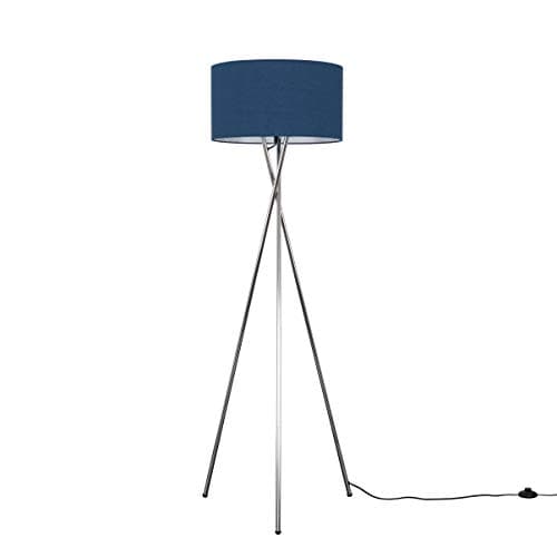 Image of MiniSun | Modern Polished Chrome Floor Lamp with a Navy Blue Shade | Floor Lamps & Torchieres, Home Décor & Improvement Essential | Includes 6W LED Bulb [3000K Warm White]