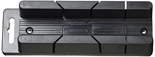 Image of Draper Mini Mitre Block | 200mm x 35mm x 50mm Mitre Box |45° and 90° Angle Precision Cutting Box| Moulded Coving Miter Tool | Small Scale | 48677, Black