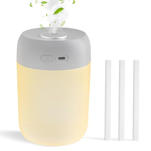 Image of kissleaf Mini Cool Mist Air Humidifier for Bedroom with Night Light Top-Fill Quiet Operation Auto Shut-Off for Baby Nursery Office Desk Home Plants Light Grey
