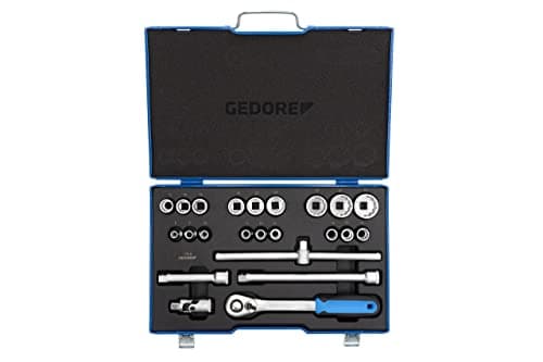 Image of GEDORE 23-piece Socket spanner set, Bi-hex, 1/2", 8-24 mm, Tool, Ratchet with lever reverse, for Automotive, D19 EMU 20