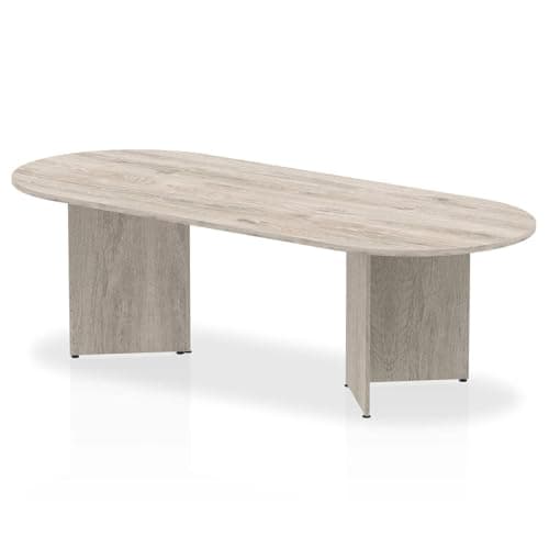 Image of OPO Impulse Freestanding 1800/2400mm Rectangular Boardroom Table Distinctive Arrowhead Legs | Sturdy Build Weather & Heat Resistant Melamine Finish Table Grey Oak 2400